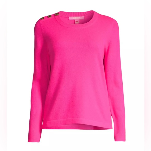 Lilly Pulitzer Brinkley Cashmere Sweater Pink Palms - Picture 4 of 7